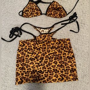 IHeartRaves cheetah print skirt and top set